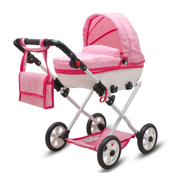 Luksusowy wózek dziecięcy dla lalek New Baby COMFORT różowy