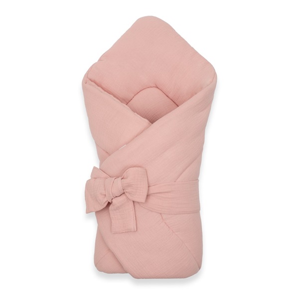 Muślinowy rożek wiązany New Baby old pink