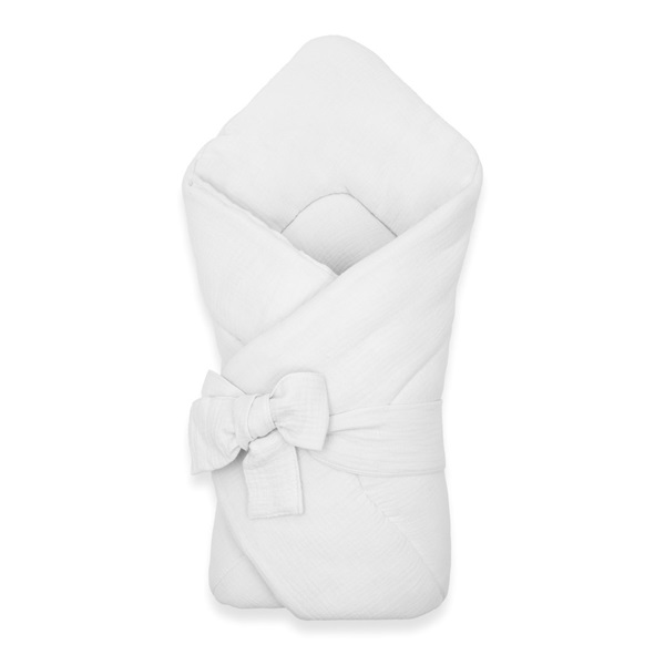Muślinowy rożek wiązany New Baby white