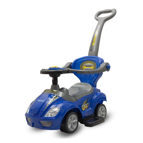 Dziecięcy jeździk z rączką 3w1 Baby Mix Mega Car niebieski