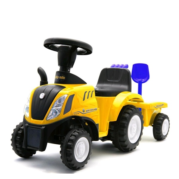 Dziecięce jeździdełko traktor z przyczepą i narzędziami Baby Mix New Holland żółty (Jak nowe)