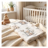 Pieluszka flanelowa z nadrukiem New Baby ZOO beige
