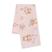 Pieluszka flanelowa z nadrukiem New Baby teddy bear pink