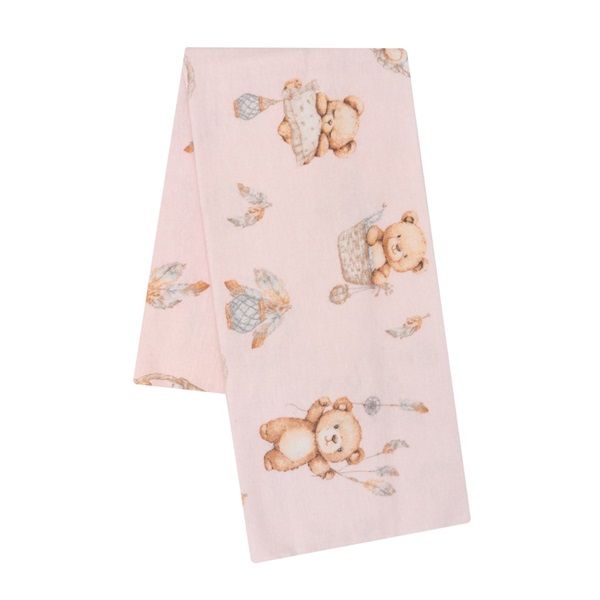 Pieluszka flanelowa z nadrukiem New Baby teddy bear pink