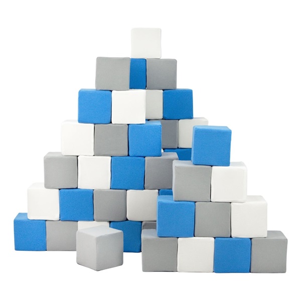 Zestaw 45 klocków piankowych Piramida blue white grey