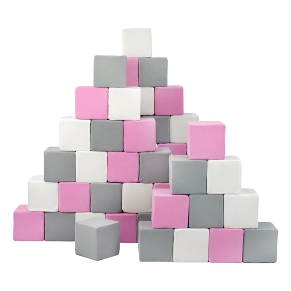 Zestaw 45 klocków piankowych Piramida pink white grey