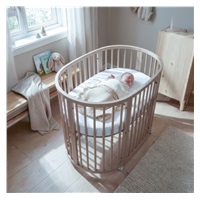 Dziecięce rosnące łóżeczko 3w1 owalne + materac New Baby kaszmir