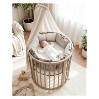 Dziecięce rosnące łóżeczko 3w1 owalne + materac New Baby kaszmir