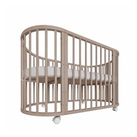 Dziecięce rosnące łóżeczko 3w1 owalne + materac New Baby kaszmir