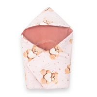 Ocieplany otulacz do fotelika samochodowego New Baby Love Teddy Bear pink