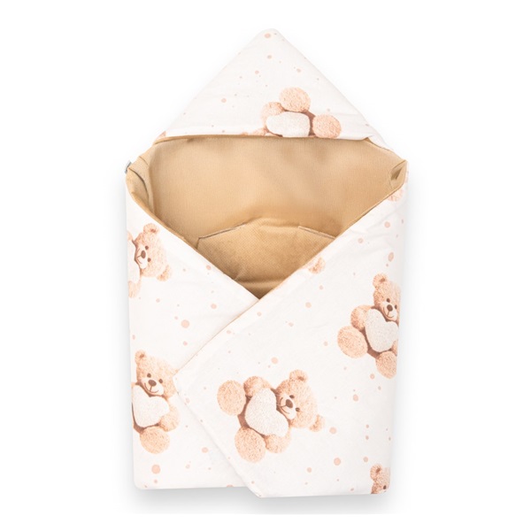 Ocieplany otulacz do fotelika samochodowego New Baby Love Teddy Bear beige
