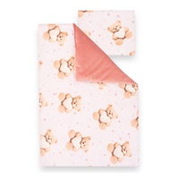 Dwustronny Zestaw z Velvet i bawełny do wózka New Baby Love Teddy Bear pink