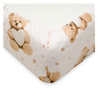 Bawełniane prześcieradło do łóżeczka New Baby Love Teddy Bear 120x60 cm beige