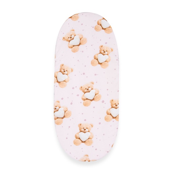 Bawełniane prześcieradło do wózka New Baby Love Teddy Bear pink 35x75 cm