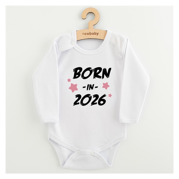 Dziecięce body z nadrukiem New Baby BORN IN 2026 pink