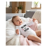 Dziecięce body z nadrukiem New Baby BORN IN 2026 pink