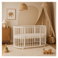 Dziecięce rosnące łóżeczko 3w1 owalne + materac New Baby biały