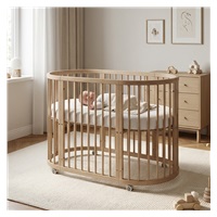 Dziecięce rosnące łóżeczko 3w1 owalne + materac New Baby orzech