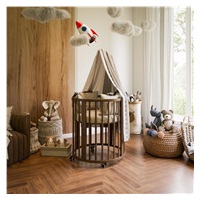 Dziecięce rosnące łóżeczko 3w1 owalne + materac New Baby orzech