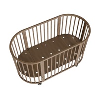 Dziecięce rosnące łóżeczko 3w1 owalne + materac New Baby orzech