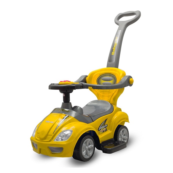 Dziecięcy jeździk z rączką 3w1 Baby Mix Mega Car żółty (Uszkodzone opakowanie)