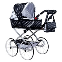 Retro wózek dla lalek 2w1 New Baby Natalia biało-czarny (USZKODZONE OPAKOWANIE)