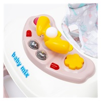 Chodzik Baby Mix z kierownicą i silikonowymi kółkami różowy (Jak nowe)