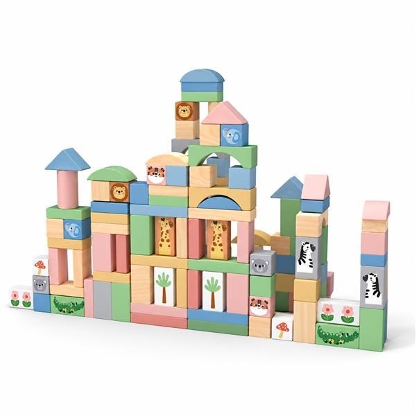 Drewniane klocki Safari 120 szt. Montessori Baby Mix