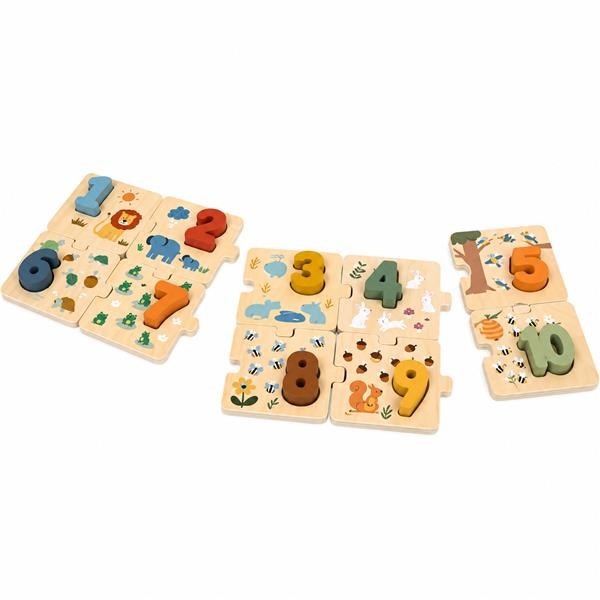 Drewniane puzzle z cyframi dla najmłodszych Baby Mix