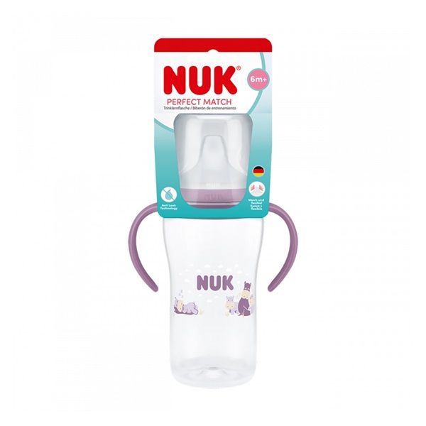 Dziecięca butelka do karmienia NUK Perfect Match do nauki picia Hippo 260 ml