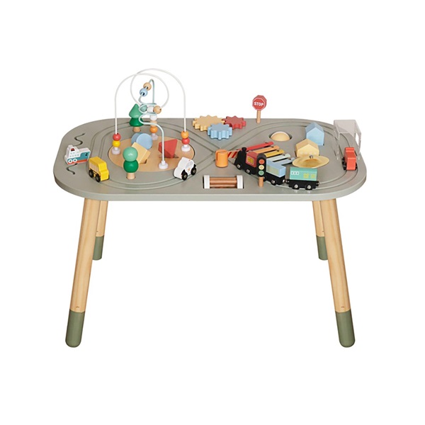 Drewniany stolik edukacyjny Montessori z aktywnościami dla dzieci Baby Mix