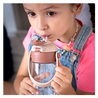 Bidon szkolny ze słomką Akuku 480 ml, mocha