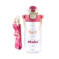 Bidon szkolny ze słomką Akuku 480 ml, pink