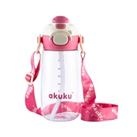 Bidon szkolny ze słomką Akuku 480 ml, pink