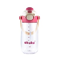 Bidon szkolny ze słomką Akuku 480 ml, pink