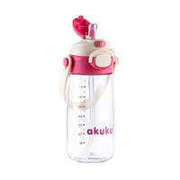 Bidon szkolny ze słomką Akuku 480 ml, pink