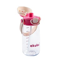 Bidon szkolny ze słomką Akuku 480 ml, pink