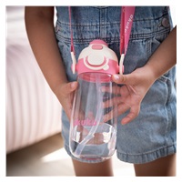 Bidon szkolny ze słomką Akuku 480 ml, pink