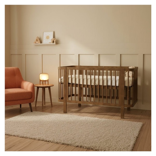 Owalne łóżeczko dziecięce Klara New Baby, orzechowe