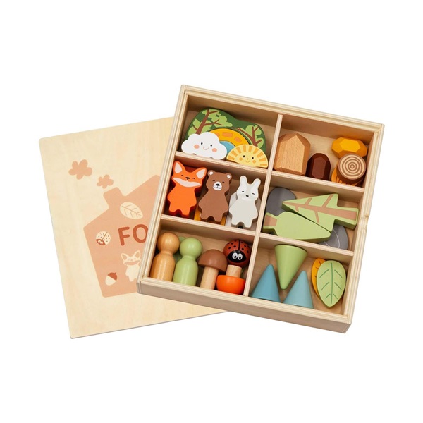 Drewniany zestaw Montessori 40 figurek Las