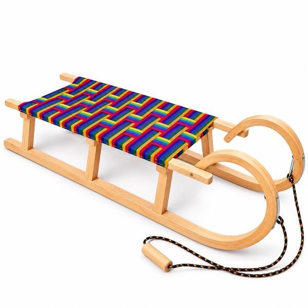 Klasyczne drewniane sanki ze sznurkiem do ciągnięcia 120 cm BAYO