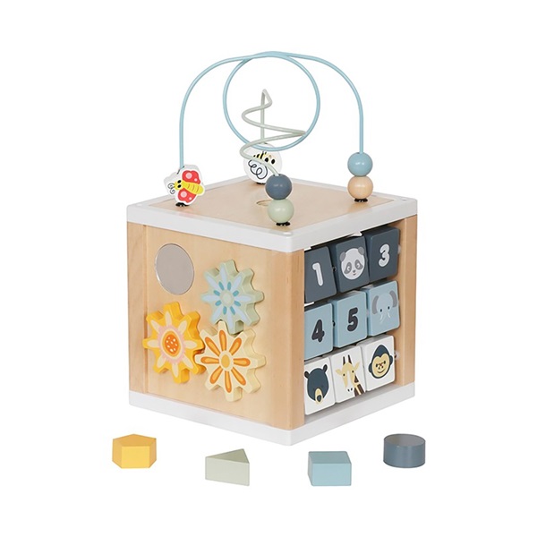 Drewniana kostka edukacyjna Montessori z aktywnościami dla dzieci Baby Mix