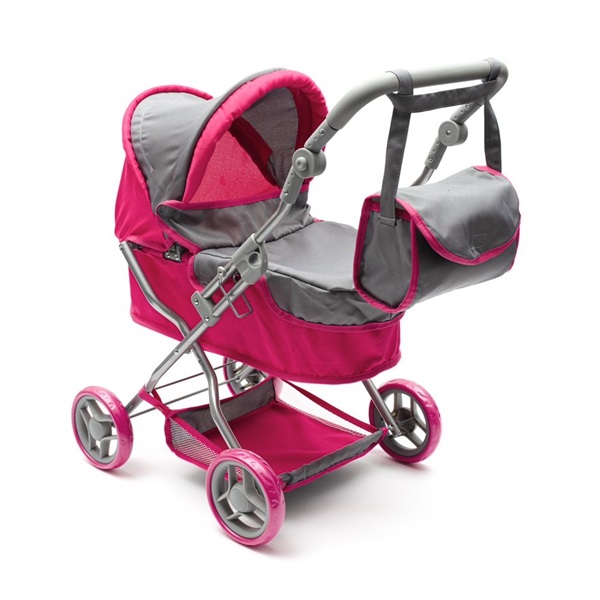 Wózek głęboki dla lalek Baby Mix Viola różowo szary